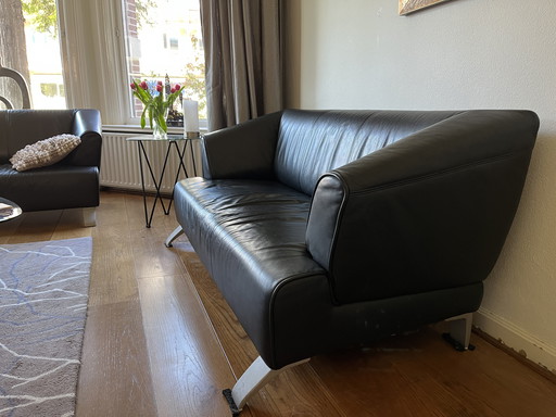 2 x Rolf Benz Model 2300 2-Zits Bank Zwart Leer