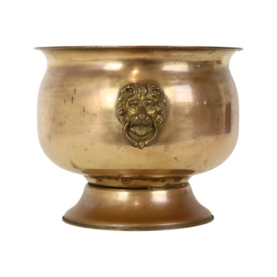 Oude Jardinière Bloempot Messing Leeuwenkopjes Begin 20ste – Plantenbak, Brass (photo 3 of 15)