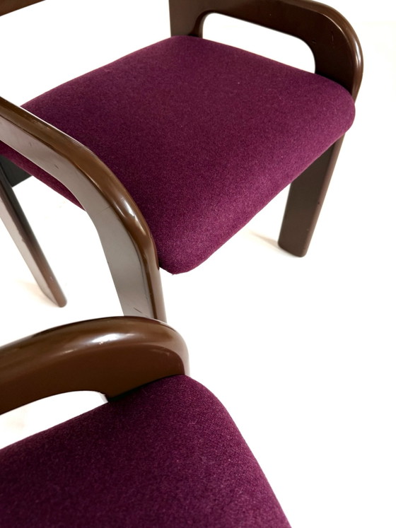 4x restored ‘Flamingo’ chairs, Eero Aarnio ‘70s, Asko, Dining chairs, Wood, Wool, Brown (photo 10 of 13)