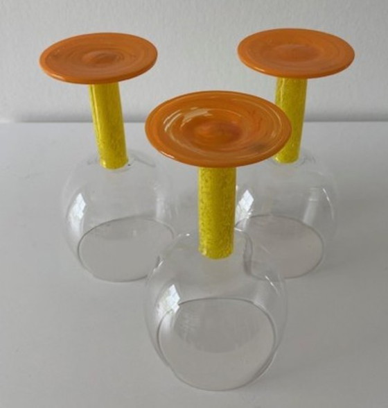 WMF 6 Schitterende Memphis Style Rode Wijnglazen 1980's – Glazen & Karaffen, Glass (photo 6 of 9)
