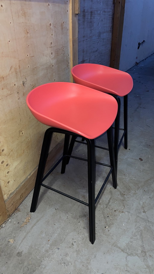 2x HAY AAS32 Barkrukken - Rood/Zwart - 65 cm