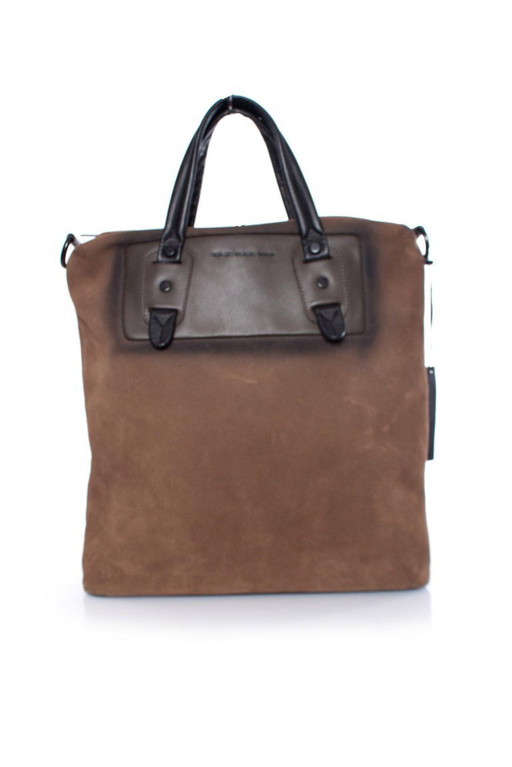 Borsa Diesel Black Gold in pelle scamosciata marrone con tracolla.