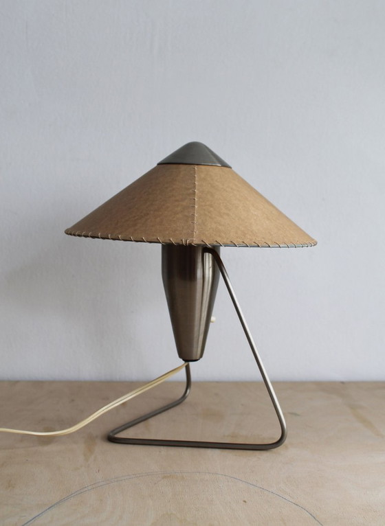 Číňanka" Table Lamp by Helena Frantová, Czechoslovakia 1953 – Paper, polished steel (photo 10 of 13)