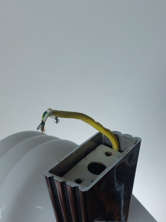 Image 1 of Vintage Wandlampe Milchglas Chrom Art Deco 