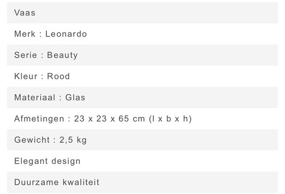 Image 1 of Warmrode Glazen Vaas Beaty; Handmade Leonardo