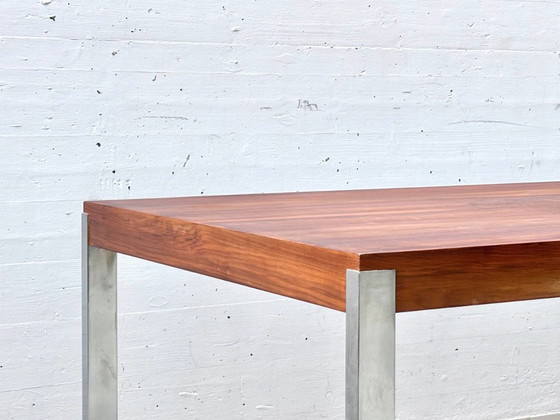 Image 1 of Spacious dining table with rosewood veneer and chrome-plated steel frame, 1970s