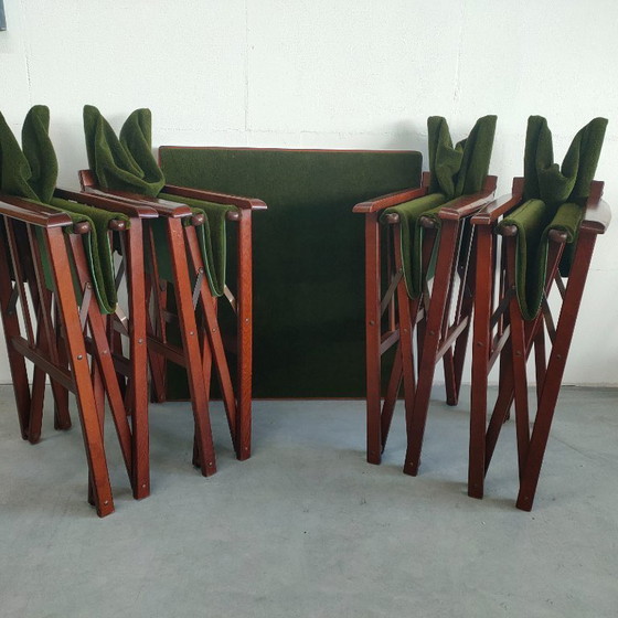 Image 1 of Unique and Rare 1950s Green Brothers 'Foldable' Directors' Chairs Bridge Table Set