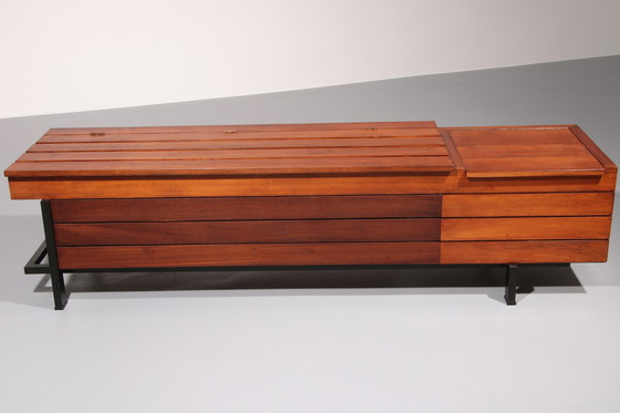 Image 1 of Vintage Wooden Bench with Storage Italiaans 1960
