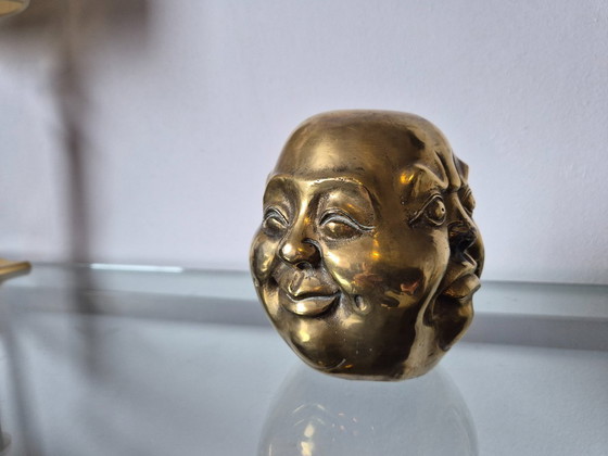Image 1 of Four faces (four emotions) brass Buddha