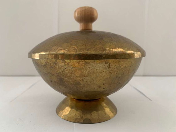 Image 1 of Emil Funk VEB Kunstschmiede Neuruppin Scatola con coperchio in ottone DDR Bauhaus