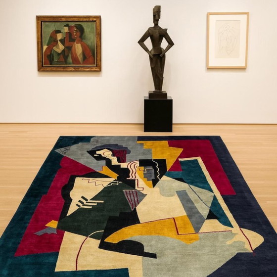 Alfombra de lana anudada a mano inspirada en Albert Gleizes - Diseño geométrico cubista (200x300cm) – Wool (photo 7 of 8)