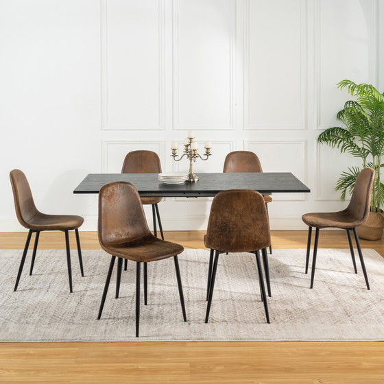 Image 1 of 4x Urban Meuble Chaises de Salle à Manger Scandinaves Vintage Suède Marron Rétro