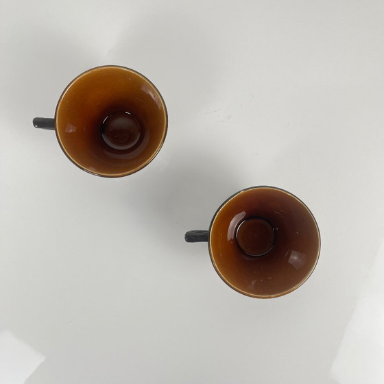 Image 1 of "Domino" coffee/tea cup duo, Sarreguemines, 1960