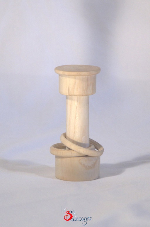 Sonaglio artigianale in legno massello a 2 anelli, Made in France, 9x3.5cm – decoratieve objecten, Wood