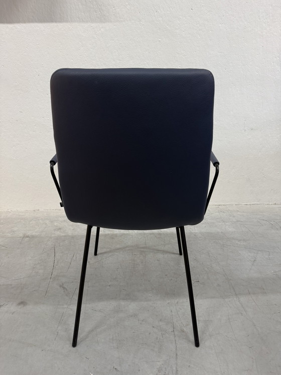 Image 1 of (1) KFF Arva Light Dining Chair with Arms Blue Leather