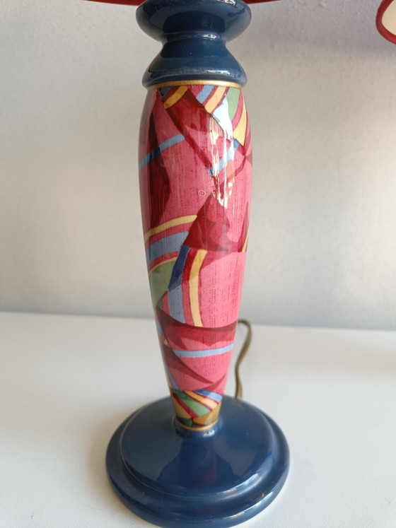Een paar Oliver Corro postmoderne keramische tafellampen met originele lampenkappen – jaren 80 – Ceramic (photo 3 of 11)