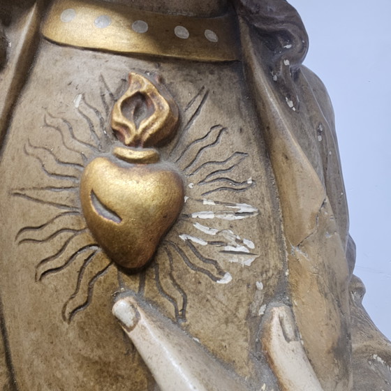 Image 1 of 2 Grote Antieke Heilig Hart jezus Beelden (GerardLinssen) 2 Antique Sacred Heart Jesus Statues (1900)