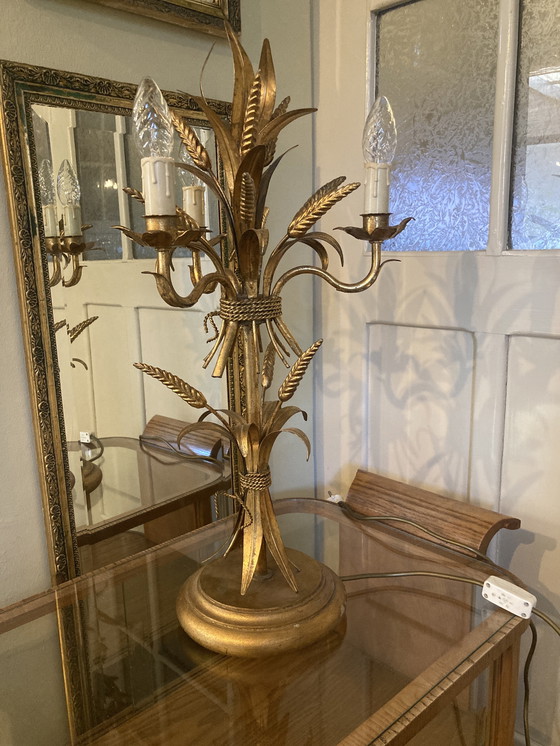 Image 1 of Lámpara de mesa original de Hans Kögl Weizengarbe, pátina Hollywood Regency