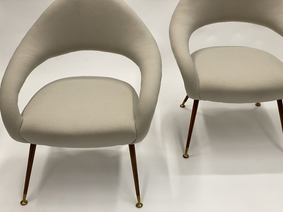 Image 1 of Pair of Rare Italian Mid-Century Lounge Chairs in the style of Model DU 55 P by Gastone Rinaldi