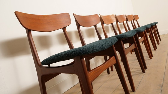 Image 1 of 6 x eetkamerstoelen | Schiønning & Elgaard | Teak | Opnieuw gestoffeerd