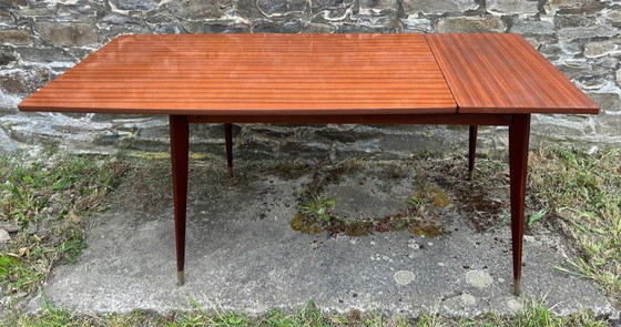 Image 1 of Extendable Scandinavian Style Dining Table – 1960s – Mahogany Veneer, Tapered Legs