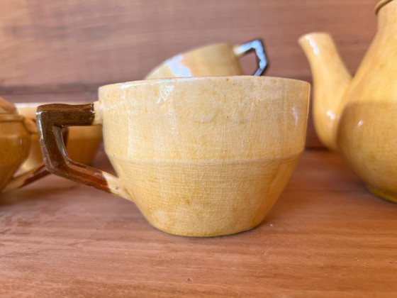 Image 1 of Service à café ocre signé G. Platon Vallauris