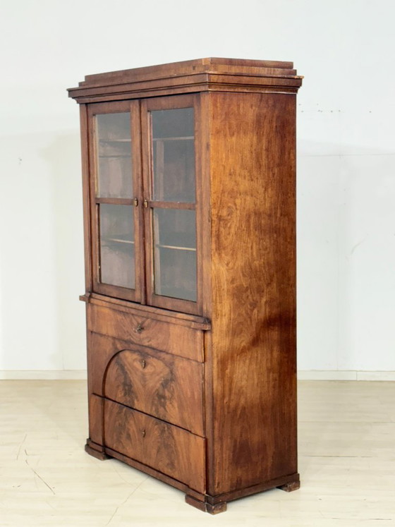 Image 1 of Vitrina antigua de nogal Biedermeier / vitrina con frente de vidrio / período Gründerzeit
