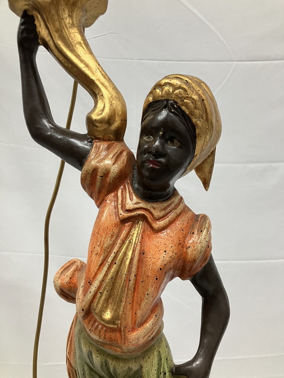 Image 1 of Beautiful Venetian Blackamoor Torchère Floor Lamp