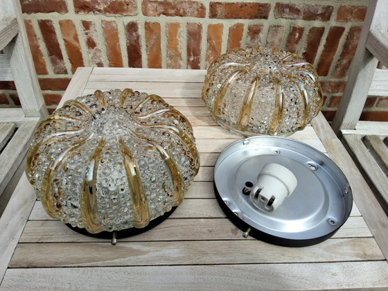Image 1 of 2 vintage ceiling lamps with bubble pattern, Maison Limburg style Helena Tynell j 60/70