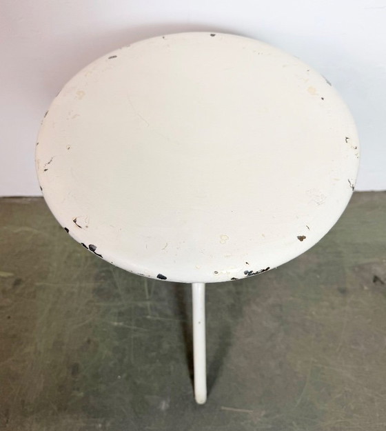 Image 1 of White Industrial Iron Height Adjustable Stool, 1960s