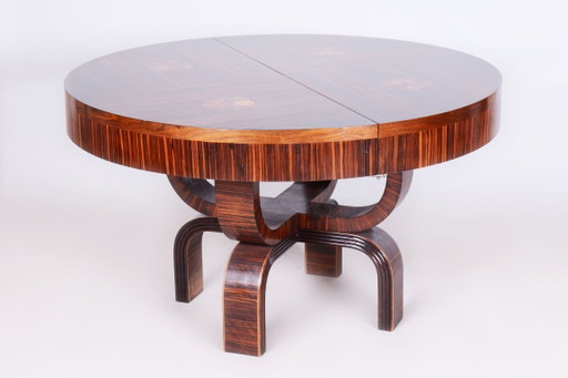 Restored Art Deco Extendable Table, by P. Follot, Ecole Boulle, France, 1920s – eettafels, Wood, Brass