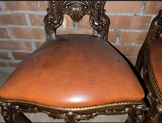 4 Sedie da pranzo barocche in pelle – Legno (photo 4 of 15)