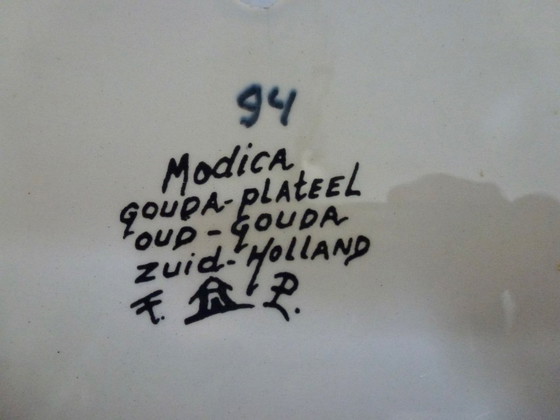 Image 1 of 2x Vintage Romantic Modica Gouda Pottery - Vaso da fiori - Vaso da parete