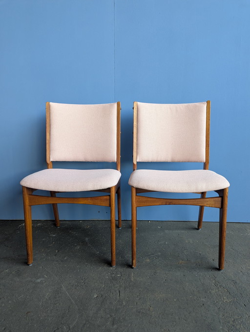 Sillas de comedor danesas vintage de teca, Erik Buch, década de 1960.