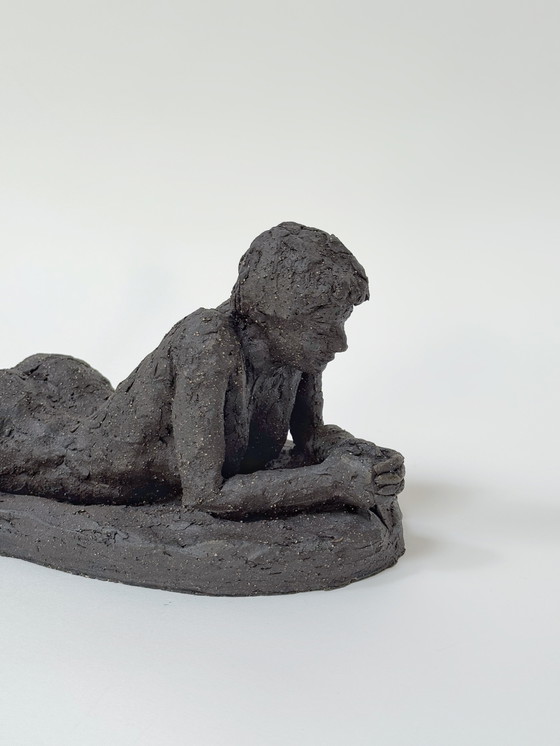 Image 1 of Yolande Ide (1931) - Terracotta Sculpture: “A Lying Woman”