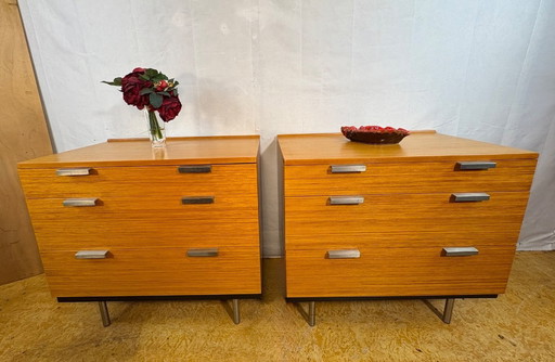 Mid Century Retro Teak Pair of Chest of Drawers by Stag (Circa 1970)  A fantastic pair of mid century modern teak chests of draw