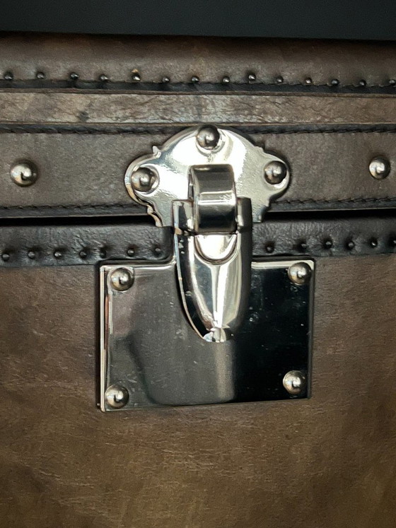 RH Leather Mayfair Steamer Trunk Bar Cart - Saddle Black, Restoration Hardware, Chest of drawers, Metal (photo 7 of 14)