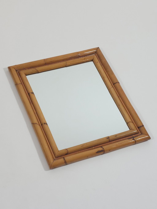 Vintage Mid Century Boho Wall Mirror Bamboo Mirror 70s