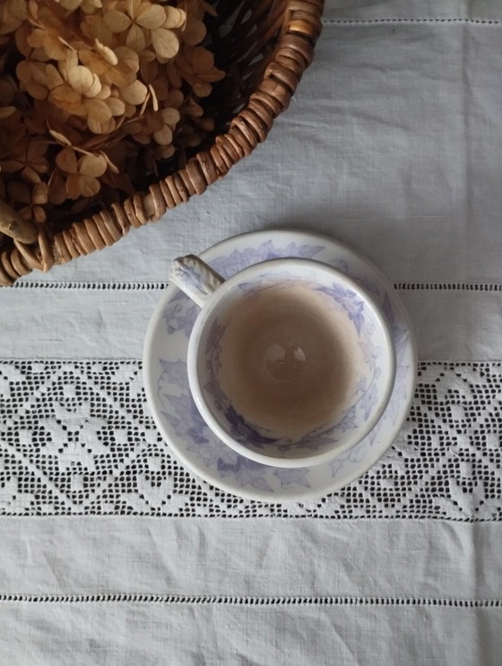 Image 1 of Taza y platillo brasero "Bryona" antiguo de Sarreguemines