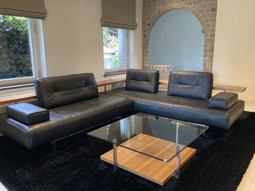 Rolf Benz DONO Design Ecksofa, schwarzes Leder, neuwertiger Zustand