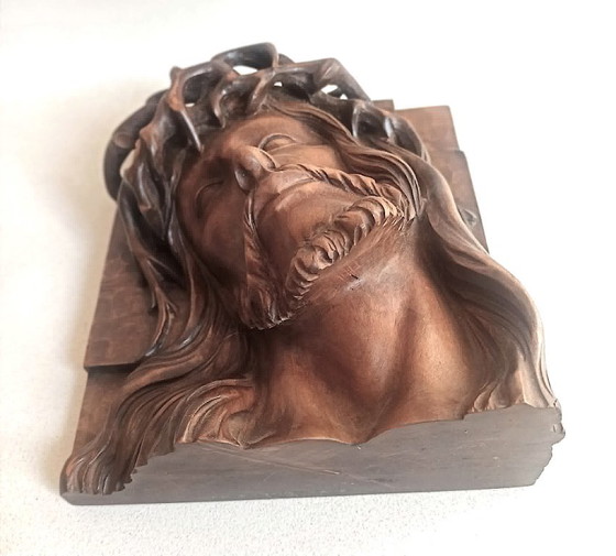 Bas relief tête de Christ couronné d'épines Hauteur 23,2 cm – Sculptures, Wood (photo 4 of 14)