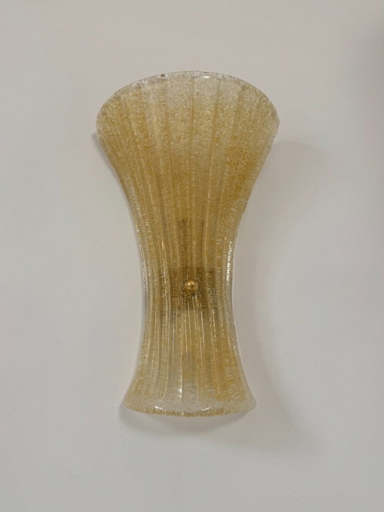 Image 1 of Coppia di applique da parete vintage in vetro di Murano stampato e pressato, Italia, 1980