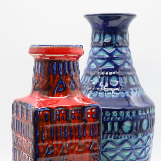 Image 1 of Vase Retro BAY Céramique DUO 606-30 + 70-25 Fat Lava Vintage 60s WGP Mid Century