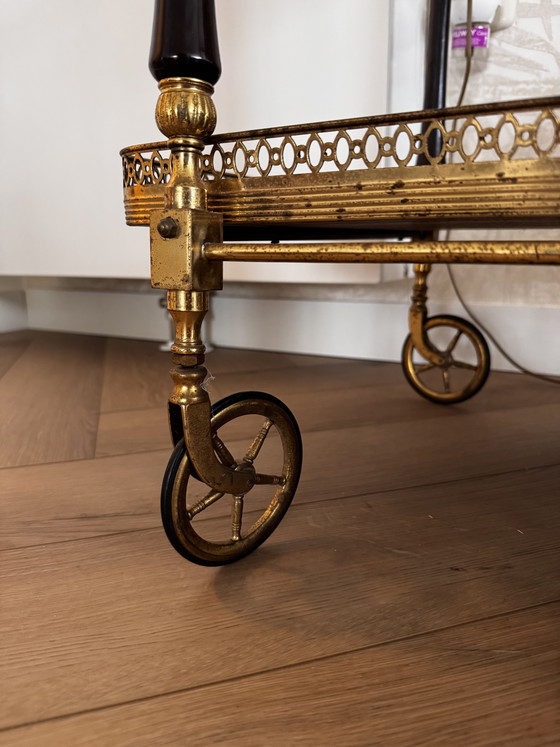 Image 1 of Drankentrolley / Serveerwagen Antiek Wood and Brass Empire