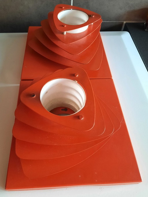 2x Hustadt-Leuchten 60s/70s Space Age Op-Art Wall Lights/Ceiling Lights