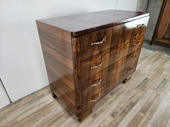 1940s Art Deco walnut chest of drawers – 5 drawers – Wood (photo 3 of 21)