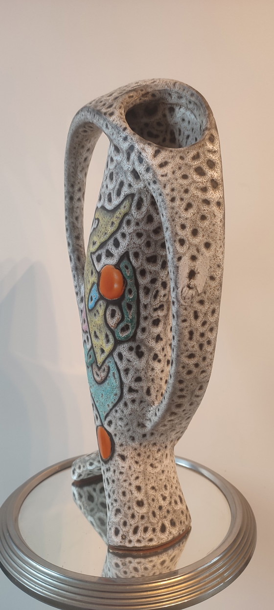 Image 1 of Sculptural Ceramic Vase (43cm) by Marius Bessone, Vallauris (1955-1960)

