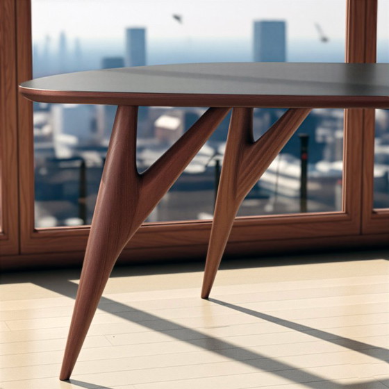 Image 1 of Luxury Ted ONE Dining Table 240x120 Grey Laminate & Solid Sapelli Mahogany Custom Made Italy