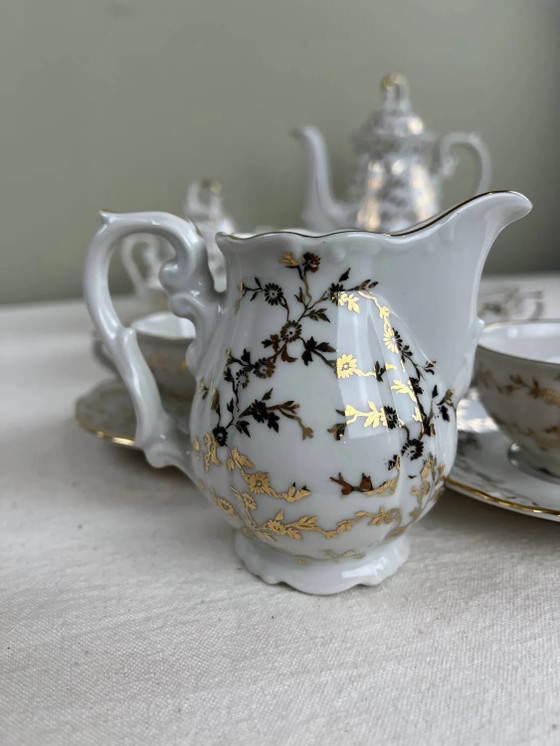 Servizio da caffè antico in porcellana fine dorata – per 6 persone – Vintage – Stoviglie, Porcelain, Gold (photo 7 of 16)