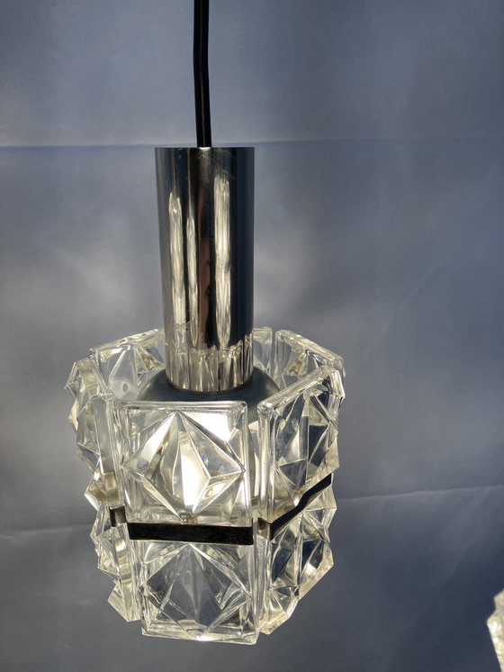 Image 1 of Lampadario Kinkeldey o lampada a sospensione a cascata con vetro di cristallo